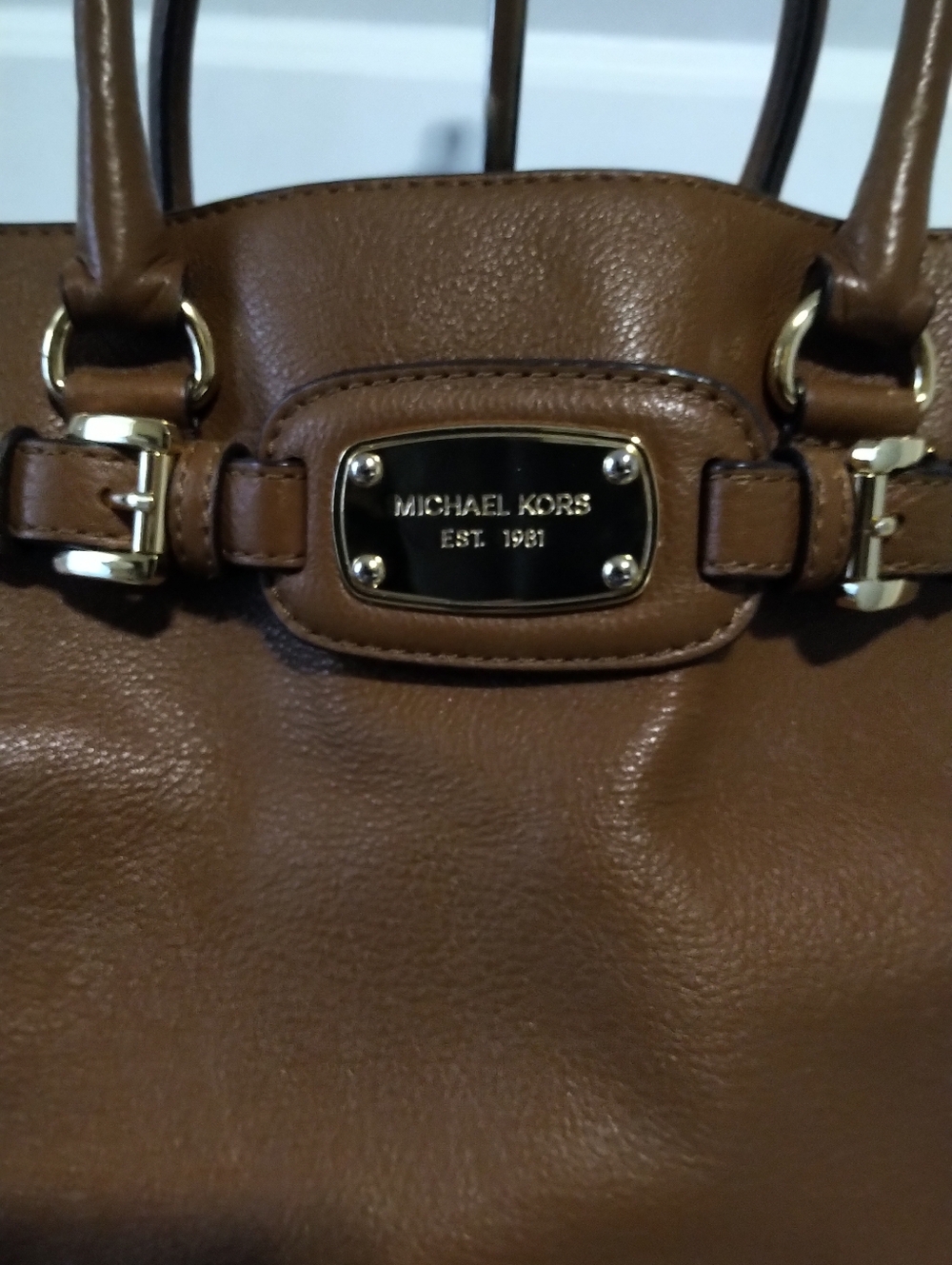 Michael Kors Hamilton East-West Brown Leather Satchel Bag - Picture 2 of 13